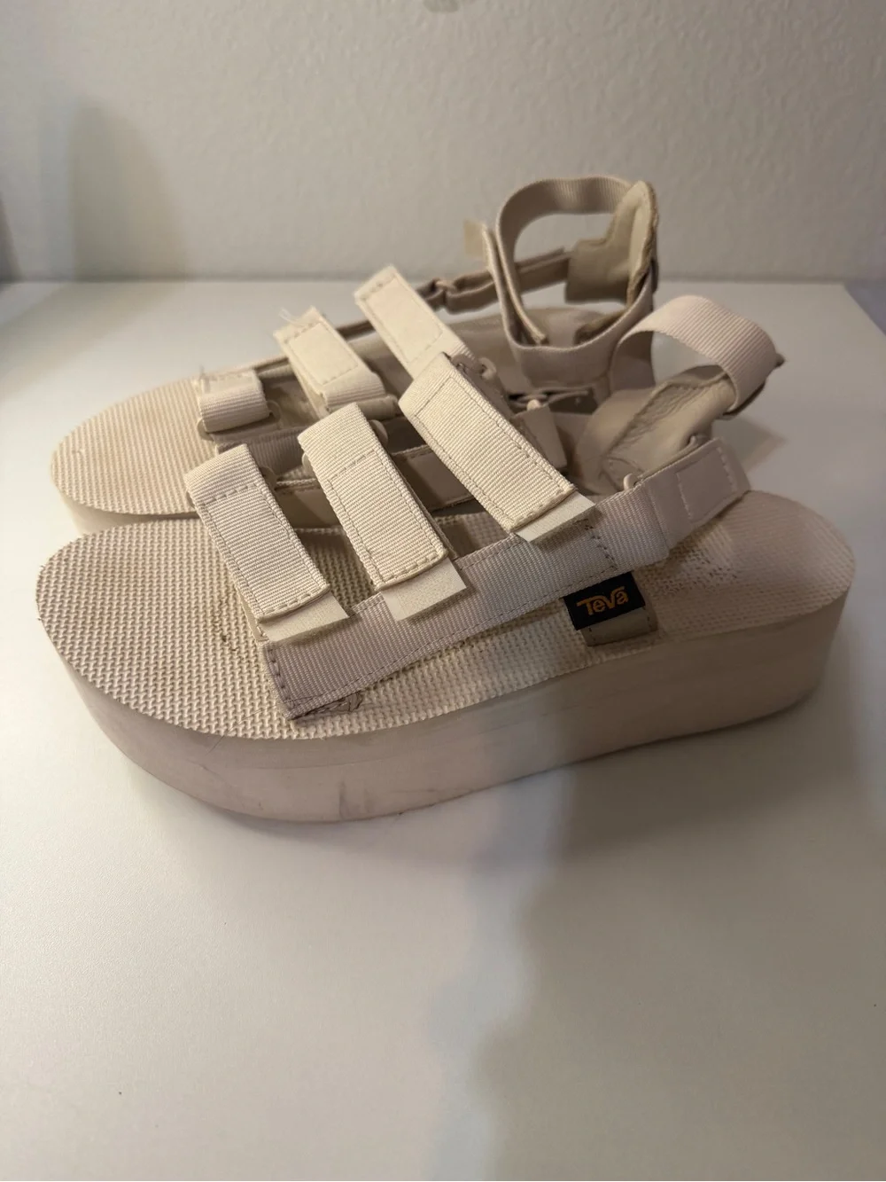 Teva Women's Cream Platform Sandals with Adjustable Straps